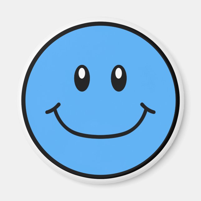 Aimant de visage souriant bleu 0001 (Devant)
