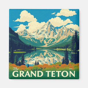 Aimant de voyage rétro Grand Teton Wyoming vintage