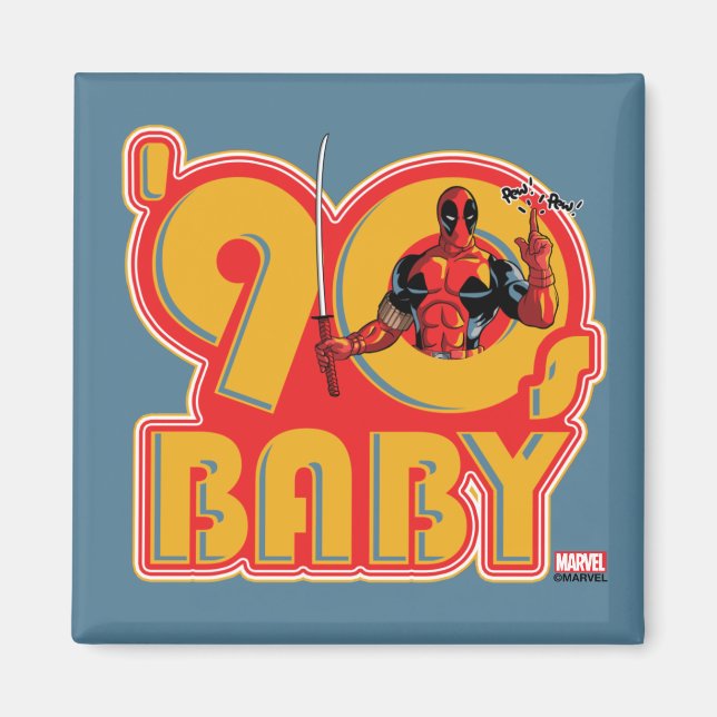 Aimant Deadpool | 90's Baby (Devant)