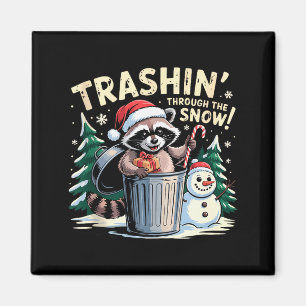 Aimant Déblayer à travers la neige Noël Raton laveur drôl