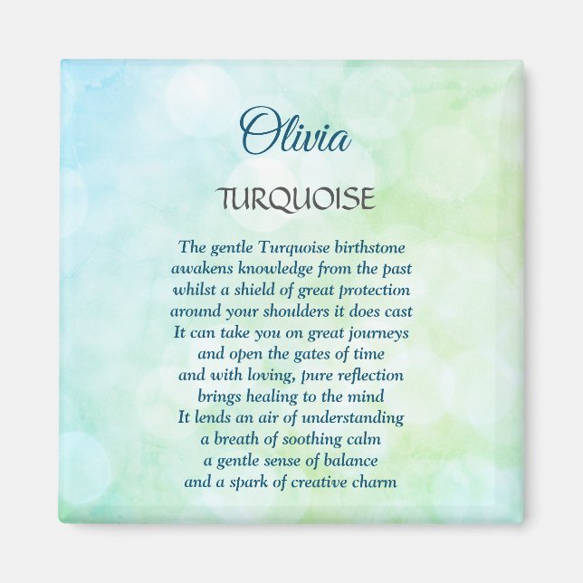 Aimant Décembre Birthstone Turquoise design (Devant)