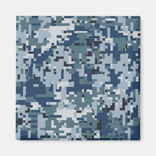 Aimant Décor Camouflage Pixels numériques bleu marine