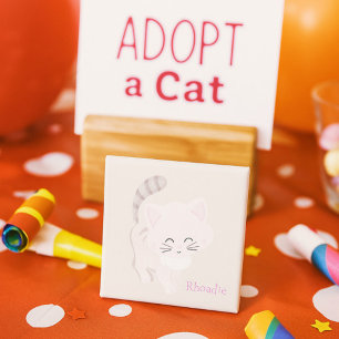 Aimant Décor de chat rose et gris pour chaton doux