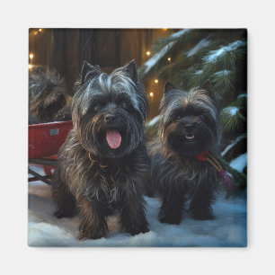 Aimant Décor de Noël Affenpinscher Promenade en Traîneau 
