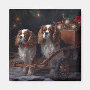 Aimant Décor de Noël Cavalier King Snowy Sleigh