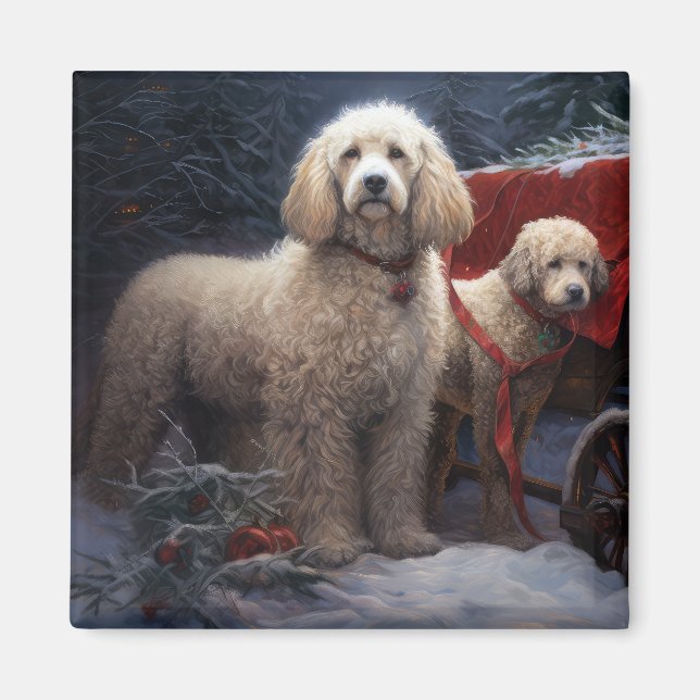Aimant Décor de Noël de caniche Snowy (Devant)