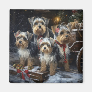 Aimant Décor de Noël du Biewer Terrier Snowy Sleigh