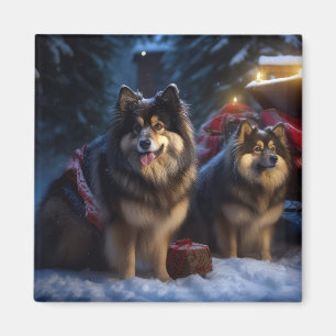 Aimant Décor de Noël Lapphund Snowy Sleigh