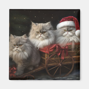 Aimant Décor de Noël Perse Chat Snowy Sleigh