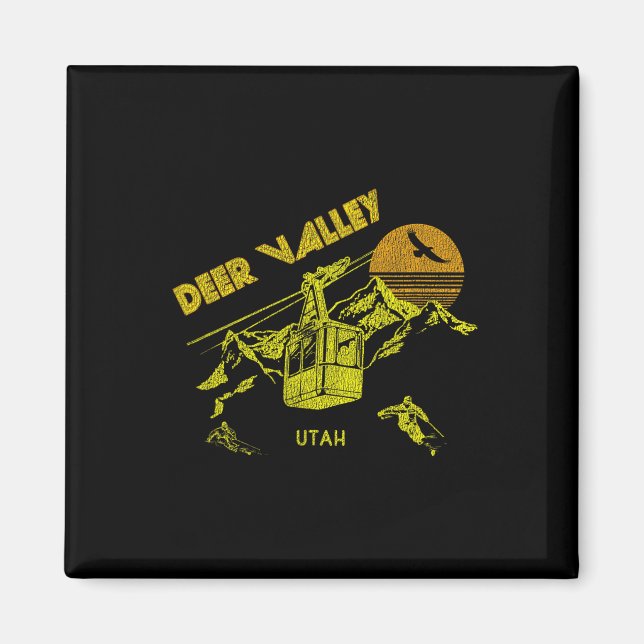 Aimant Deer Valley Utah Retro Skiing Tee (Devant)
