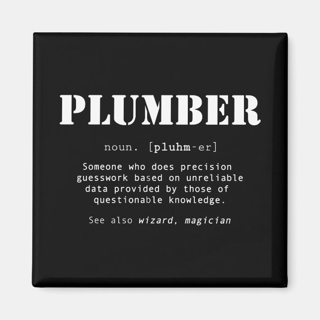 Aimant Définition amusante du dictionnaire du plombier (Devant)