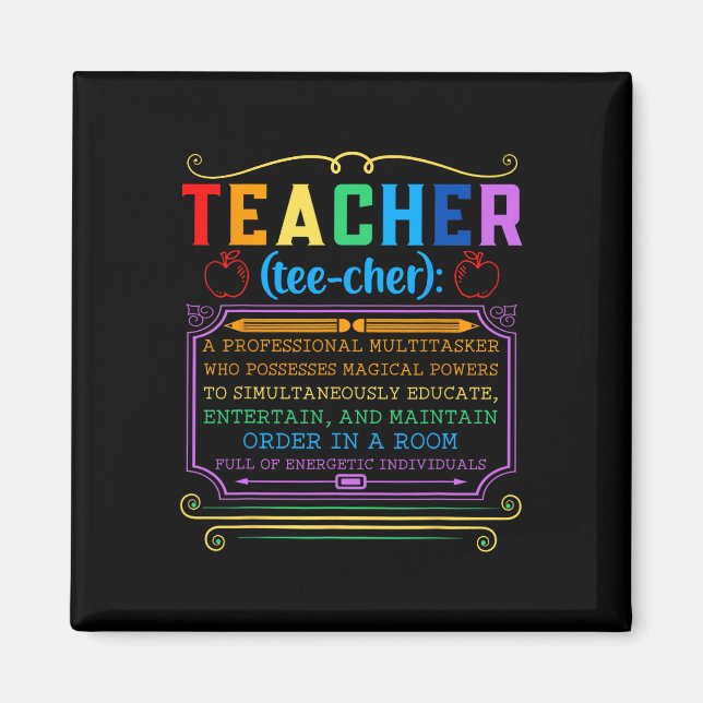 Aimant Définition d'enseignant - Professeur d'école drôle (Devant)