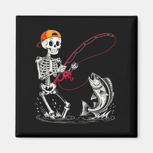 Aimant Déguisement de pêche de squelette Halloween drôle