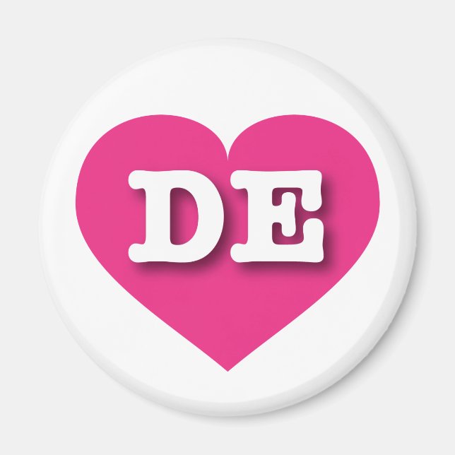 Aimant Delaware Hot Pink Heart - J'aime DE (Devant)