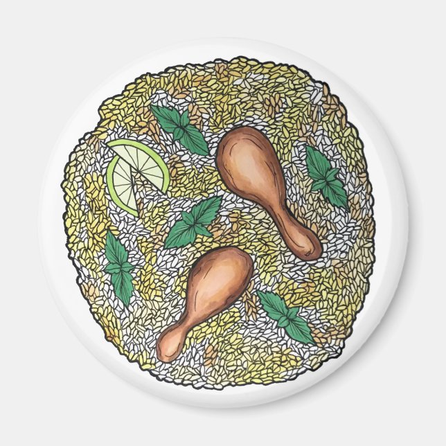 Aimant Délicieux poulet Biryani cuisine indienne (Devant)