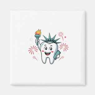 Aimant Dental Squad 4 juillet Dentist Funny American