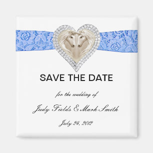 Aimant Dentelle Bleue Unicorne Enregistrer l'aimant Date