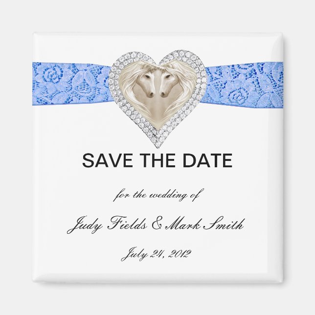 Aimant Dentelle Bleue Unicorne Enregistrer l'aimant Date (Devant)