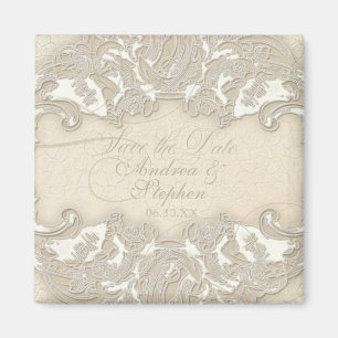 Aimant Dentelle vintage Monogramme Baroque Etching Swirl