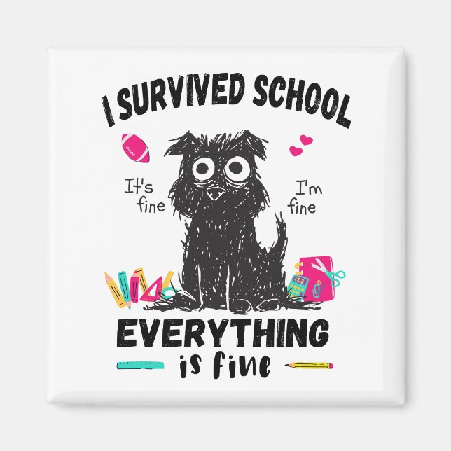 Aimant Dernier jour d'école, j'ai survécu à l'école (Devant)