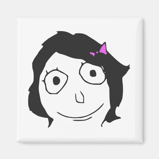 Aimant Derpina Cheveux Noir Brunette Rage Mème Visage (Devant)
