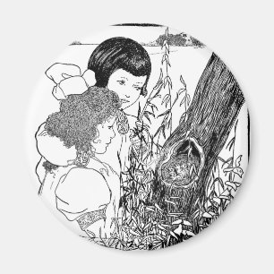 Aimant Des Filles Trouvées Un Nid D'Oiseaux