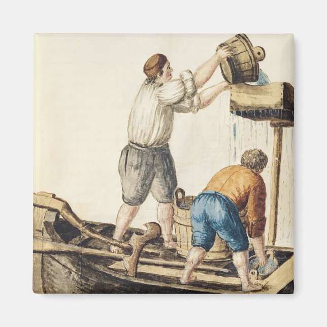 Aimant Des hommes de bateau versent de l'eau douce dans l (Devant)