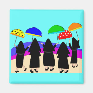 Aimant Des Soeurs Avec Des Parapluies "Attente De Pluie"