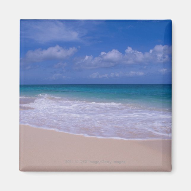 Aimant Des vagues océaniques mouillant sur une plage de s (Devant)
