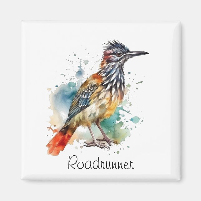 Aimant Desert Spirit, Roadrunner en Aquarelle, coutume (Devant)