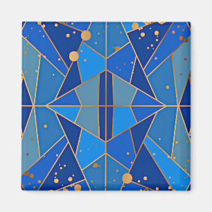 Aimant Design Abstrait bleu et or