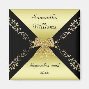Aimant Design Gold & Black Décoratif Bow Favoriser