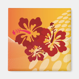Aimant Design Hibiscus rouge foncé