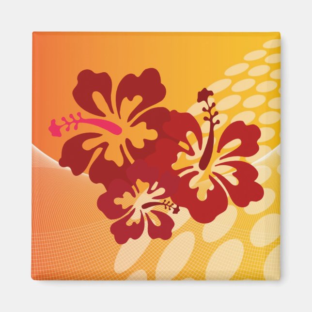 Aimant Design Hibiscus rouge foncé (Devant)