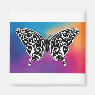 Aimant Design papillon avec couleurs coucher de soleil