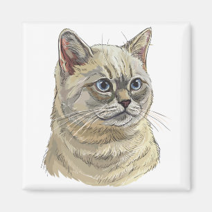 Aimant Dessin à la main drôle chat britannique