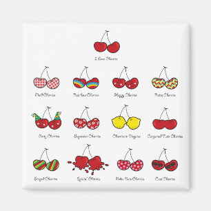 Aimant Dessin amusant Comique drôle Cheeky Red Cherries C