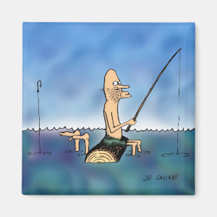Aimant Dessin animé de pêche de jour étrange