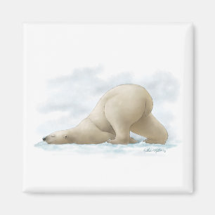 Aimant Dessin animé d'un ours polaire mignon dans la neig