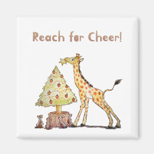 Aimant Dessin d'arbre de Noël fantaisiste de girafe