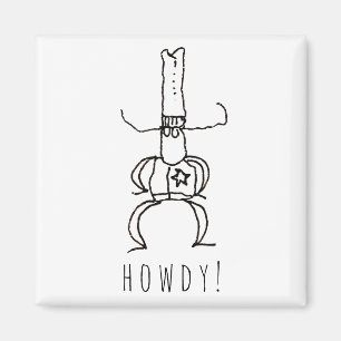 Aimant Dessin de bande dessinée Cowboy Howdy Gribouillage