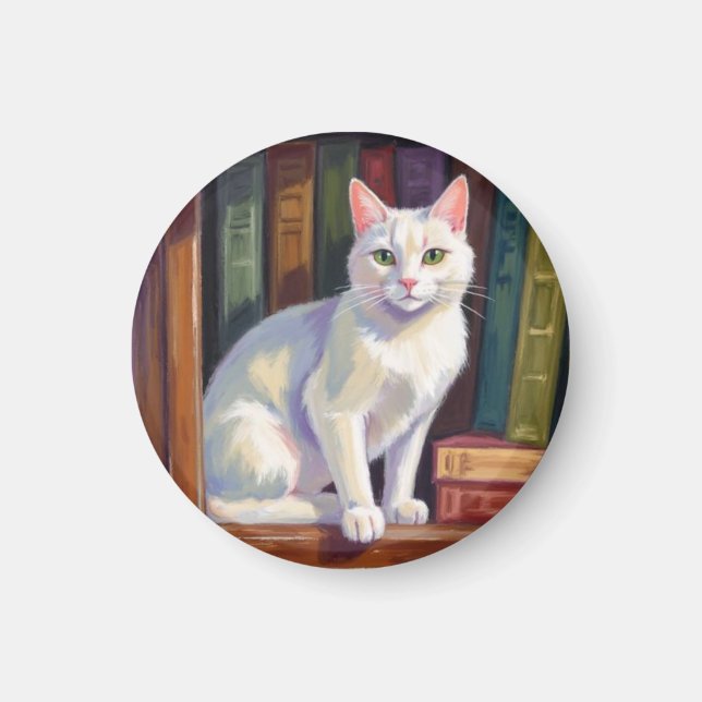 Aimant Dessin de chat blanc (Devant)