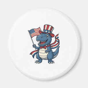 Aimant Dessin de dinosaure patriotique vintage pour t-shi