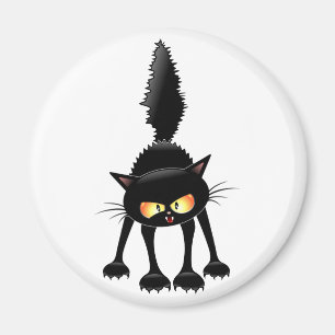 Aimant Dessin de Funny Fierce Black Cat