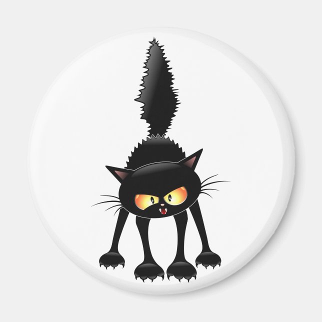Aimant Dessin de Funny Fierce Black Cat (Devant)