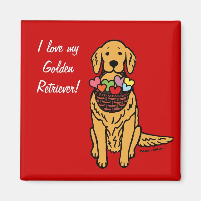 Aimant Dessin de Golden Retriever (Devant)