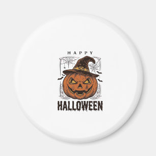 Aimant Dessin de gravure de citrouille joyeux Halloween v
