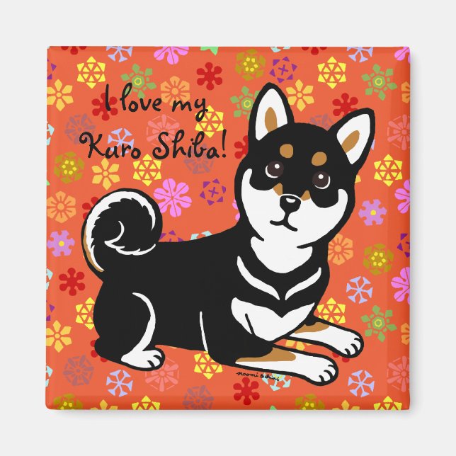 Aimant Dessin de Kuro Shiba Inu (Devant)