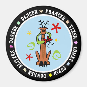 Aimant Dessin de Reindeer Stars & Swirls