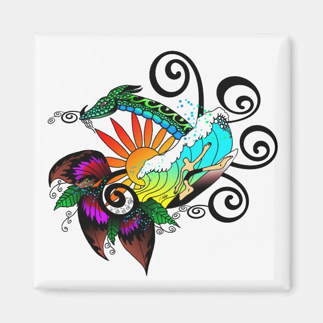 Aimant Dessin de Surfer Dude (Devant)